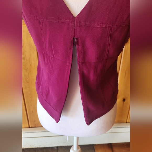 Banana Republic Crop Top Fusia Purple V Neck Pullover Career Top Size 0 - Picture 7 of 9